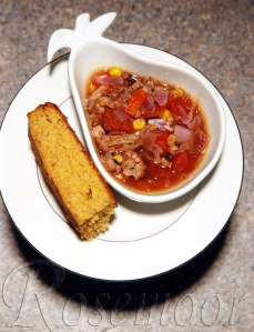 Black Eyed Peas with Turkey Soup and Cornbread